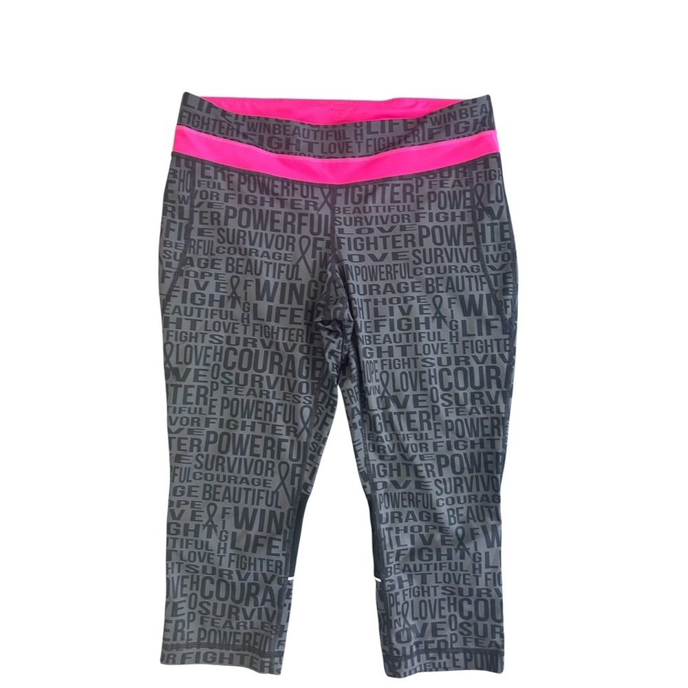Ideology Breast Cancer Awareness Word Print Athletic Crop Leggings - Size L - Picture 1 of 5